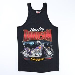 1988 Harley Davidson Chopper Tank Top Speed Limit 70 Tag Men's M Black Mint